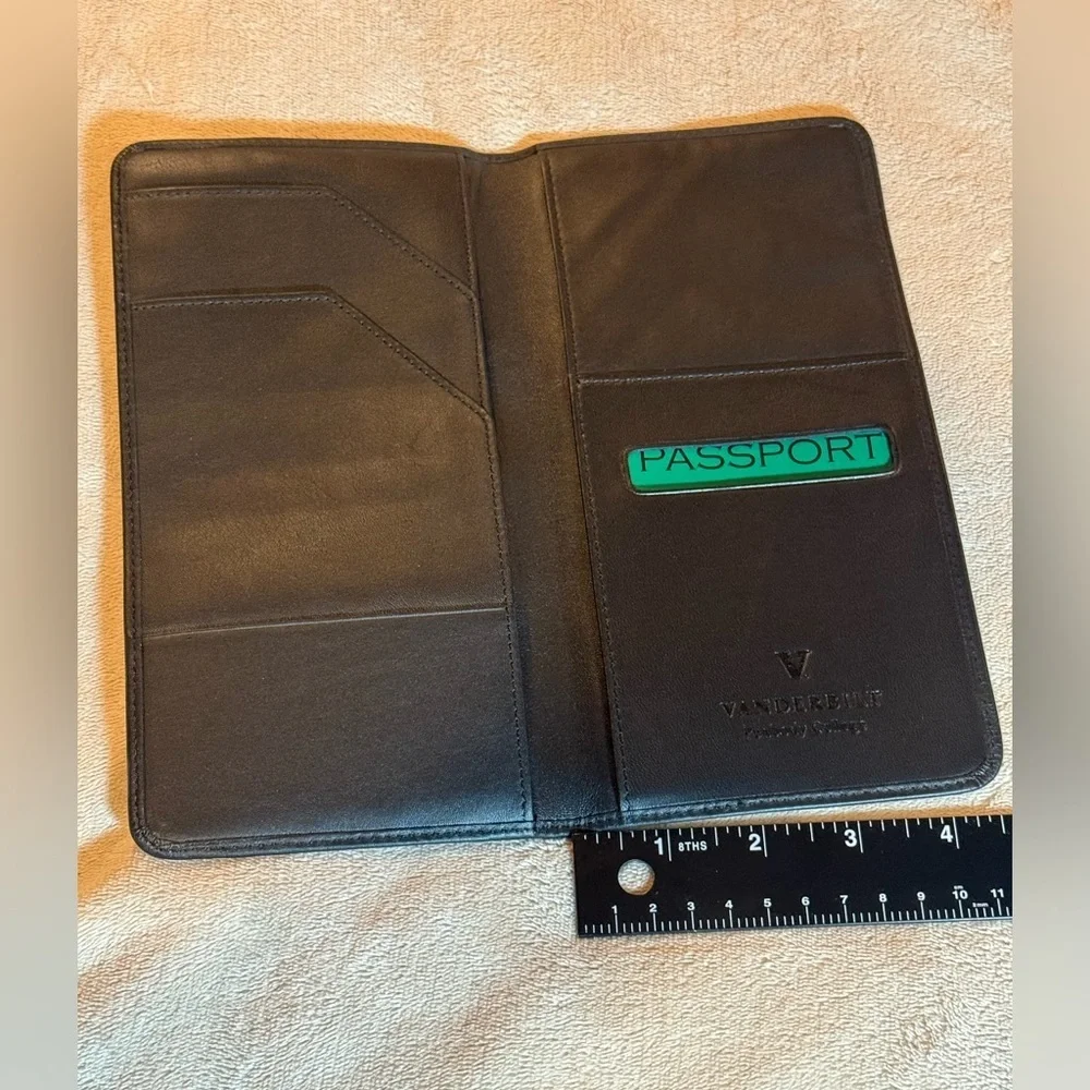 Royce Black Passport Holder Leather Vanderbilt Peabody College stamped inside